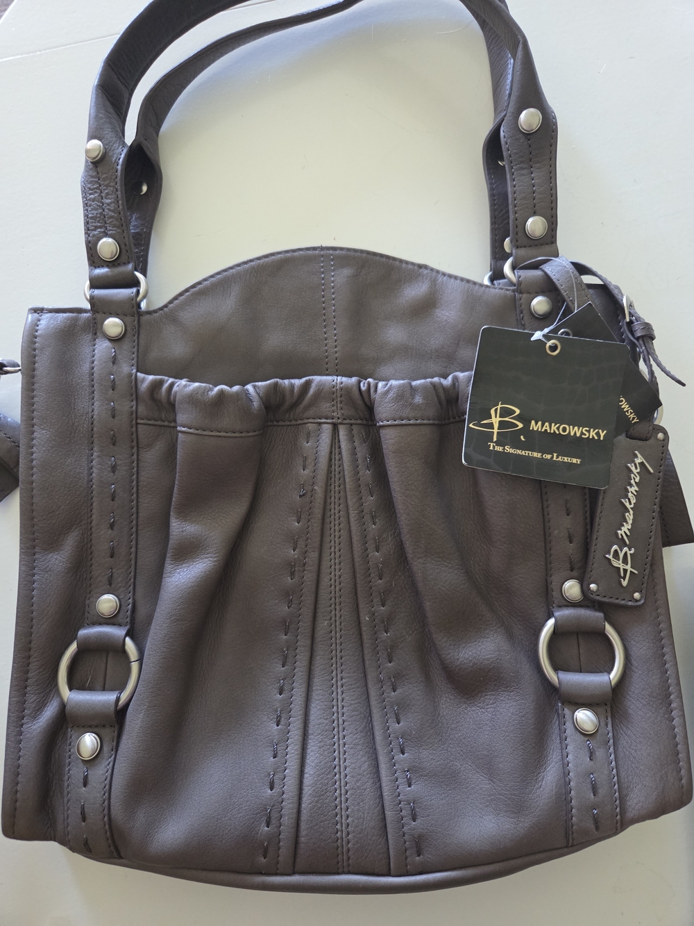 Makowsky GREY Tote Bag with Logo Accent